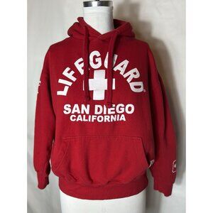 Lifeguard‎ pullover red Hoodie San Diego Women’s Size Medium drawstring at neck